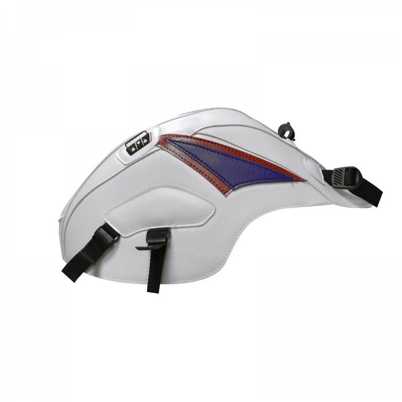 Bagster Tank Cover CBR 125 BLANC POINTES BLEUES ET ROUGES, White/Tip blue/and red | 1609B - Webike Thailand
