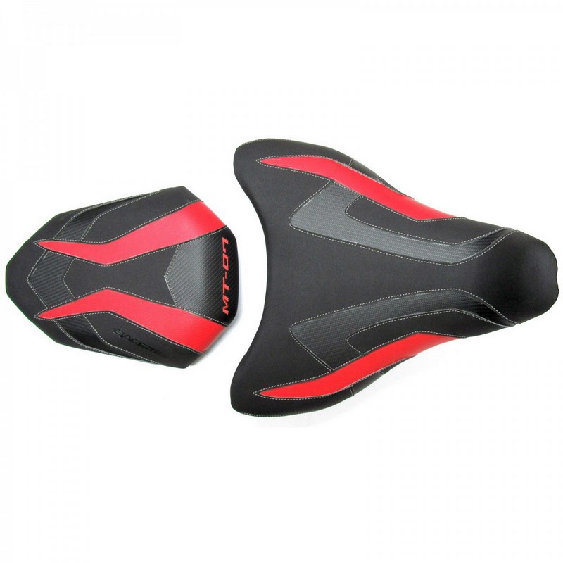 Bagster Seat Cover YAMAHA M07 BLACK MAT/CARBON/RED 25, Deep Armgold/gold/Letters gold | 2236B - Webike Thailand