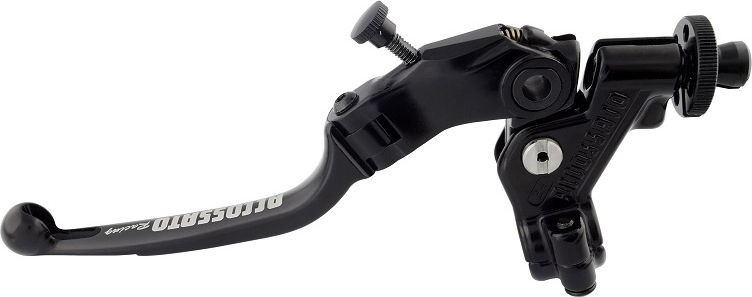 Accossato clutch control folding lever, Black colour, with hose clamp in titanium colour, 24 mm, No RST