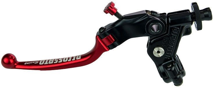 Accossato clutch control folding lever, Red colour, with hose clamp in titanium colour, 32 mm, RST