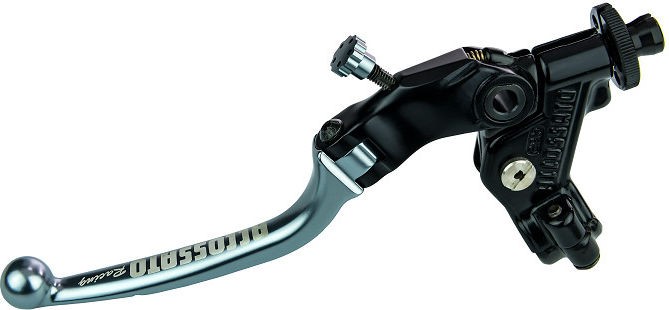 Accossato clutch control folding lever, Titanium colour, with hose clamp in titanium colour, 24 mm, No RST