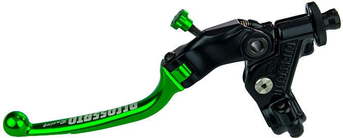 Accossato clutch control folding lever, with switch included, Green colour, 29 mm, RST