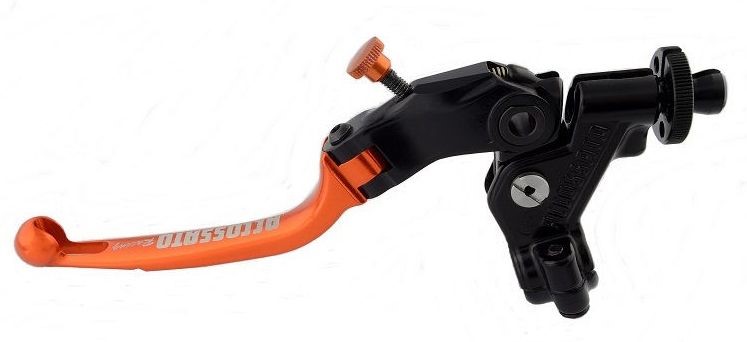 Accossato clutch control folding lever, with switch and mirror holder included, Orange colour, 29 mm, No RST