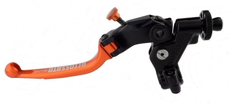 Accossato clutch control folding lever, with switch and mirror holder included, Orange colour, 32 mm, RST