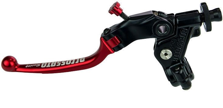 Accossato clutch control folding lever, with switch and mirror holder included, Red colour, 29 mm, No RST