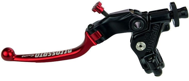 Accossato clutch control folding lever, with switch and mirror holder included, Red colour, 32 mm, No RST