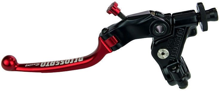 Accossato clutch control folding lever, with switch and mirror holder included, Red colour, 32 mm, No RST