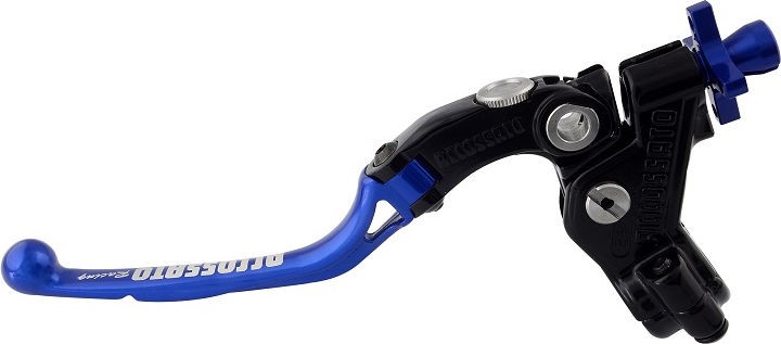 Accossato cable clutch control, standard folding lever provided with switch hole (switch not included), Blue colour, 29 mm, No RST