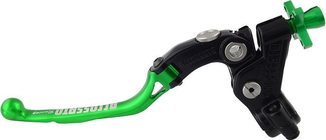 Accossato cable clutch control, standard folding lever provided with switch hole (switch not included), Green colour, 29 mm, No RST