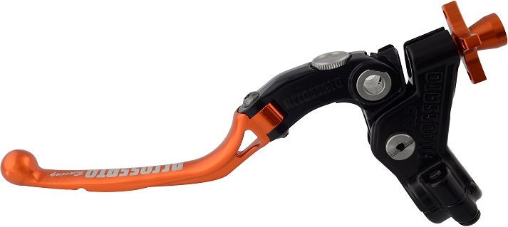 Accossato cable clutch control, standard folding lever provided with hose clamp in titanium colour, orange colour, 34 mm, No RST