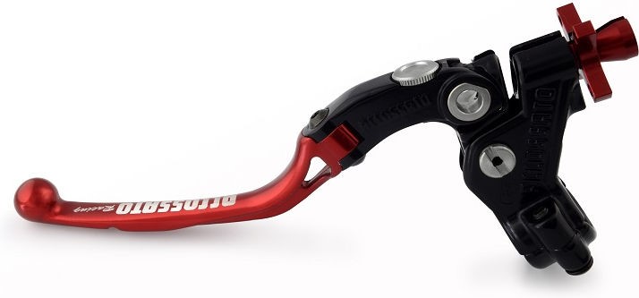 Accossato cable clutch control, standard folding lever provided with hose clamp in titanium colour, red colour, 24 mm, No RST