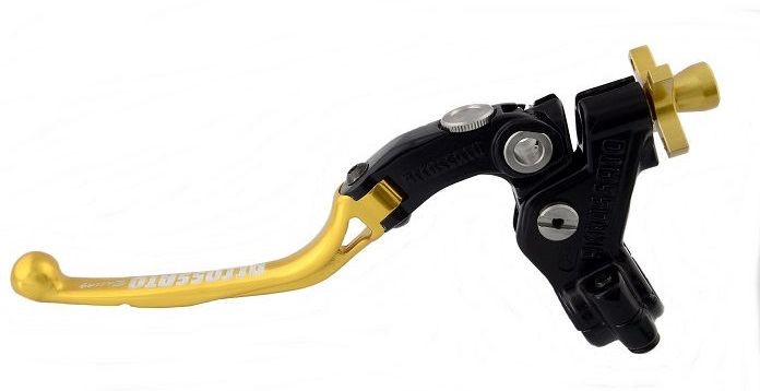 Accossato cable clutch control, standard folding lever provided with hose clamp in titanium colour, gold colour, 32 mm, No RST