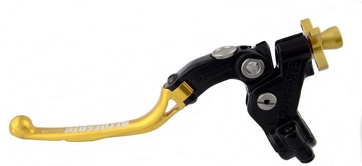 Accossato cable clutch control, standard folding lever provided with hose clamp in titanium colour, gold colour, 32 mm, RST