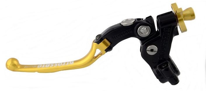 Accossato cable clutch control, standard folding lever provided with hose clamp in titanium colour, gold colour, 34 mm, No RST