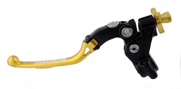 Accossato cable clutch control, standard folding lever provided with hose clamp in titanium colour, gold colour, 34 mm, RST