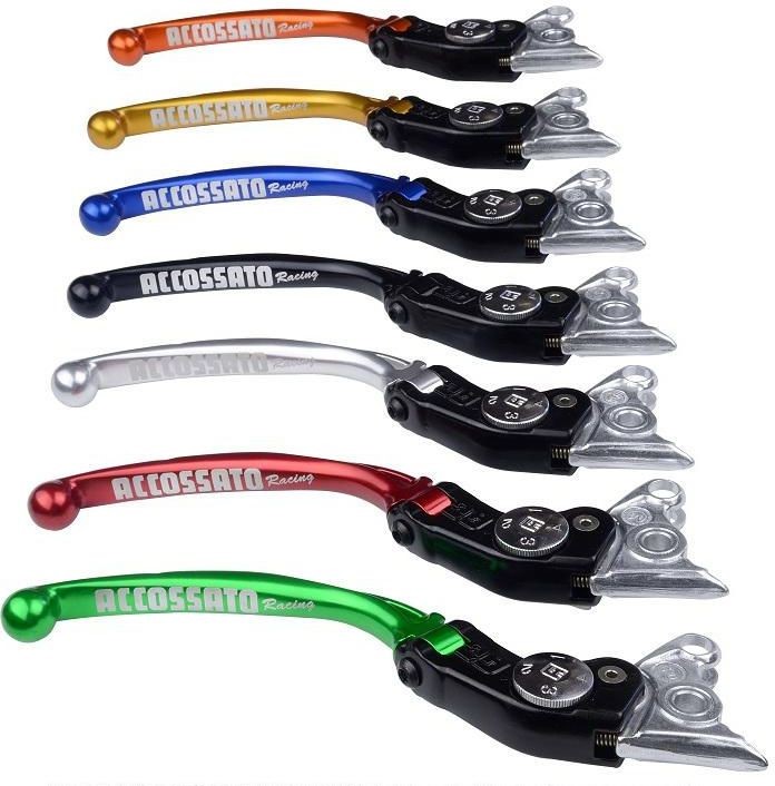 Accossato adjustable folding clutch lever for master cylinders, Color: Blue, Type: Long lever, Options:  RST | LV008B-L-RST - Webike Thailand