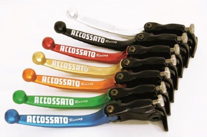 Accossato folding brake lever for oem master cylinders, Color: Blue, Options: Lever Type RST | LV012B-RST - Webike Thailand