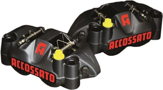 Accossato forged monoblock brake caliper set, 108 mm, aluminium-made pistons - Charcoal-gray anodization - brake pads ZXC included