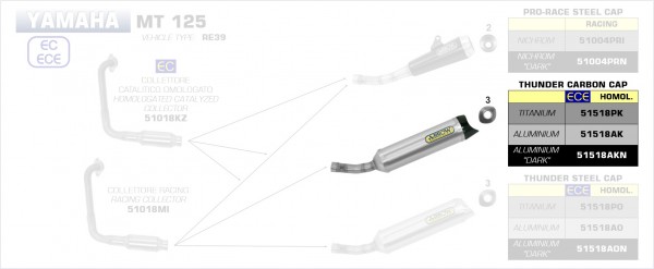 HOMOLOGATED ALUMINIUM DARK THUNDER SILENCER WITH CARBON END CAP WITH WELDED LINK PIPE - Webike Thailand