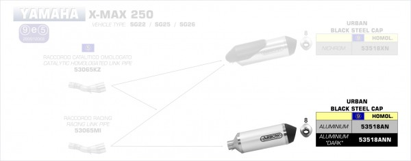 HOMOLOGATED ALUMINIUM DARK URBAN SILENCER WITH DARK STAINLESS STEEL END CAP FOR ARROW COLL. - Webike Thailand