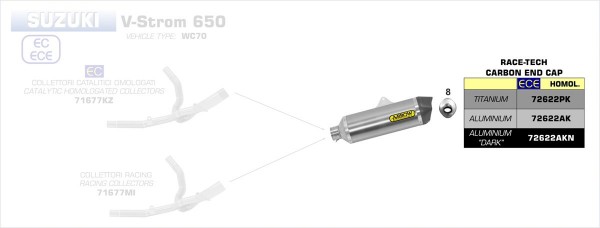 HOMOLOGATED ALUMINIUM DARK RACE-TECH SILENCER WITH CARBON END CAP FOR ARROW COLLECTORS - Webike Thailand