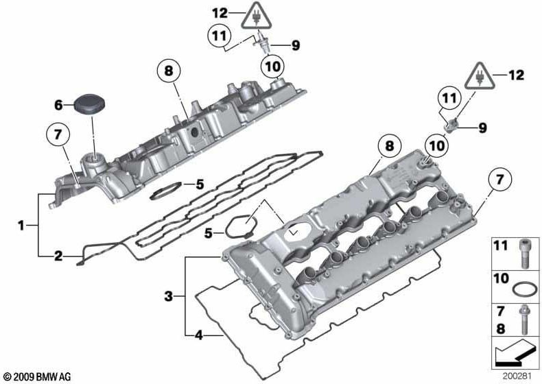 BMW純正プロファイル方向シリンダーヘッドフードシル。 7-12（11128621958）| 11128621958