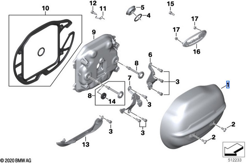BMW本物のイグニッションコイルカバー右（Chrome）K34（11129443752）| 11129443752