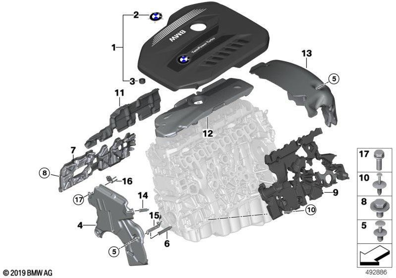 BMW本物の熱断熱材シリンダークランクケース（11148571322）| 11148571322