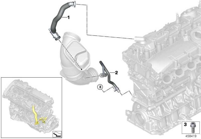 BMW本物の換気ライン（11157642546）| 11157642546