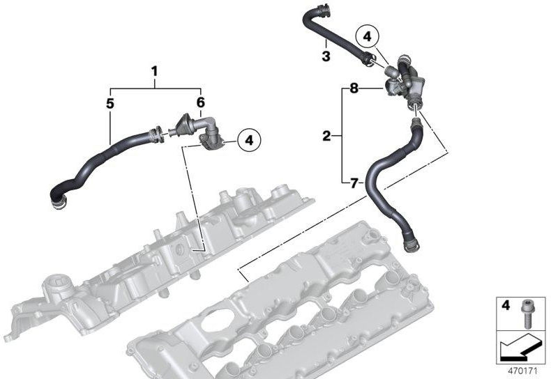 BMW本物の換気ラインZyl 1-6（11158652292）| 11158652292