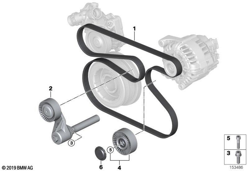 BMW純正v -ribbedベルト6pk x 1894（11288477787）| 1128847787