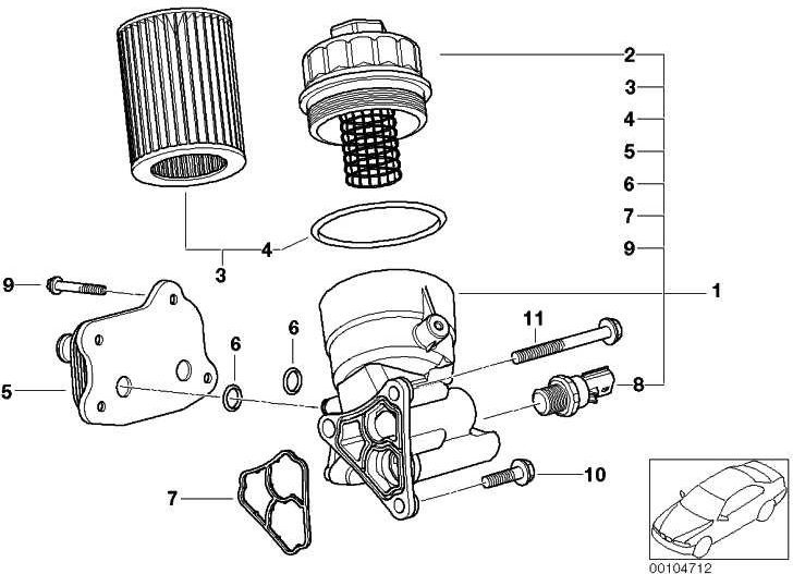 BMW本物のオイルフィルターLID MINI（11427563763）| 11427563763