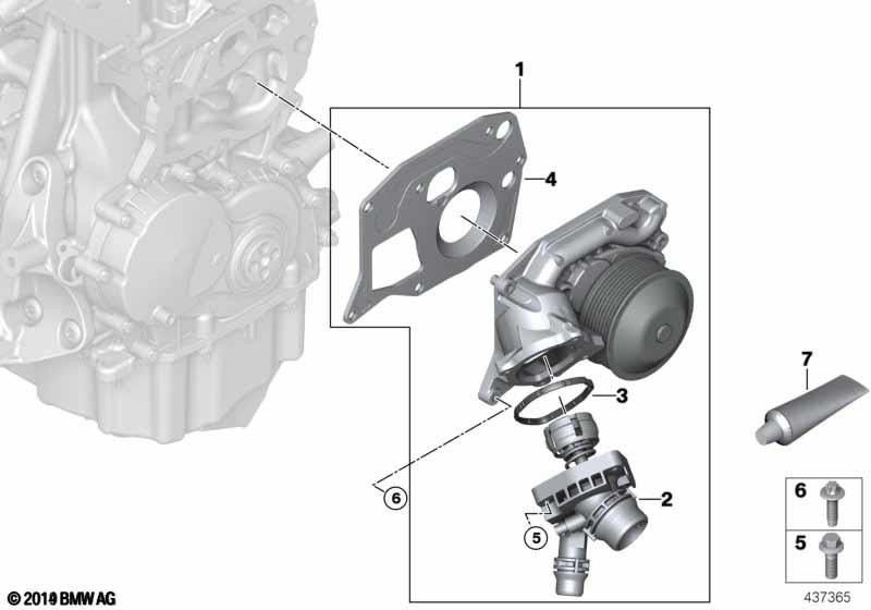 サーモスタット付きBMW純正クーラントポンプ（11517643930）| 11517643930