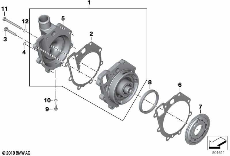 BMW本物のシールウォーターポンプカバー（11518561949）| 11518561949
