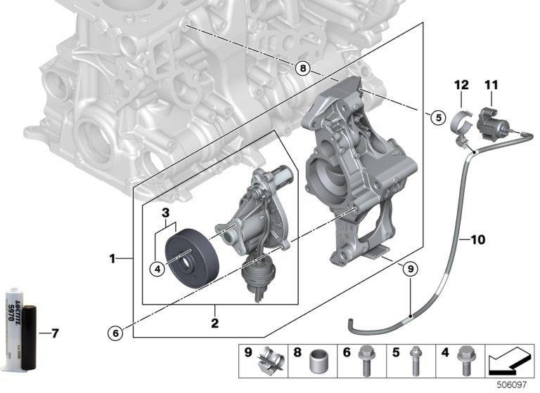 BMW本物のベルトパネルクーラントポンプ（11518663674）| 11518663674