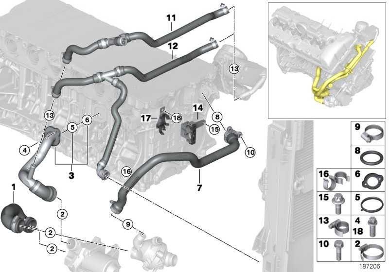 BMW純正ホース熱交換器モーターオイル5シリーズ7シリーズ（11537522999）| 11537522999