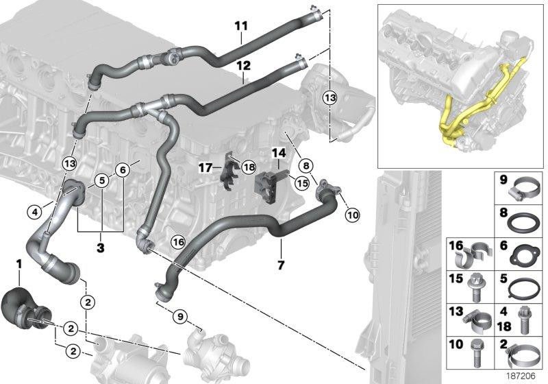 BMW純正ホース熱交換器モーターオイル（11537609944）| 11537609944
