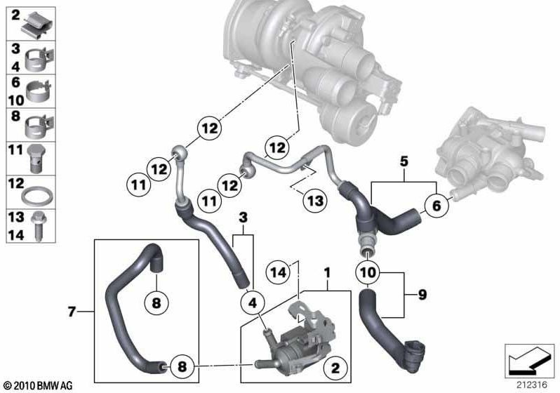 BMW本物のクーラントチューブリターン（11539845352）| 11539845352