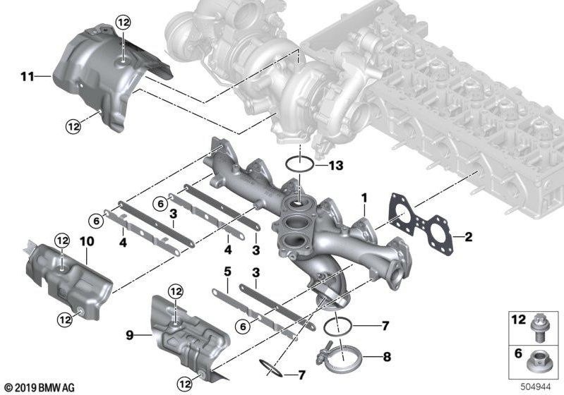 BMW本物の排気マニホールド（11628575132）| 11628575132