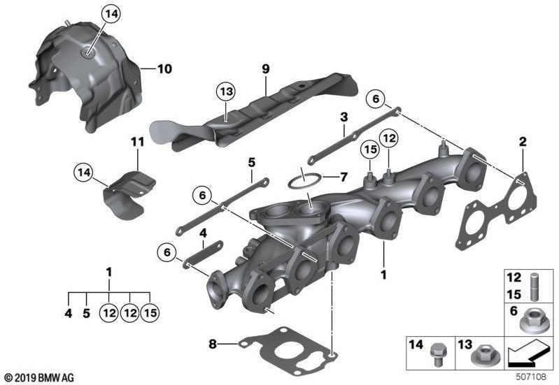 BMW本物の排気マニホールド（11628576929）| 11628576929