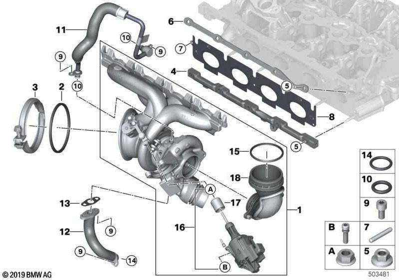 BMW本物のセットインサートパイプターボチャージャー（11655A023A3）| 11655A023A3