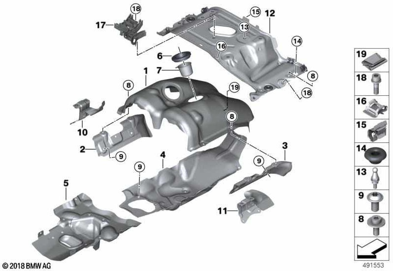 BMW左側の本物の熱保護。 5-8（11657856413）| 11657856413