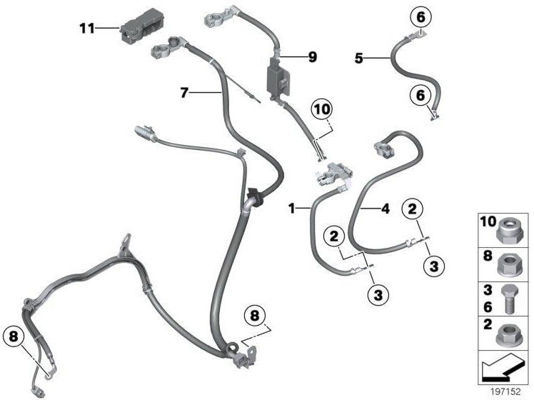 BMW本物のバッテリーケーブルマイナス（12427534570）| 12427534570