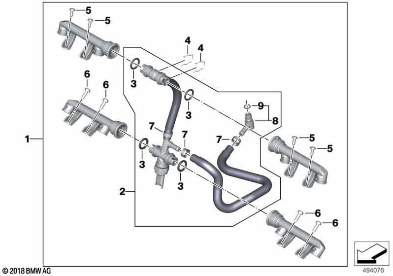 BMW圧力センサーを備えた本物の燃料ディストリビューター（1354944533）| 1354944533