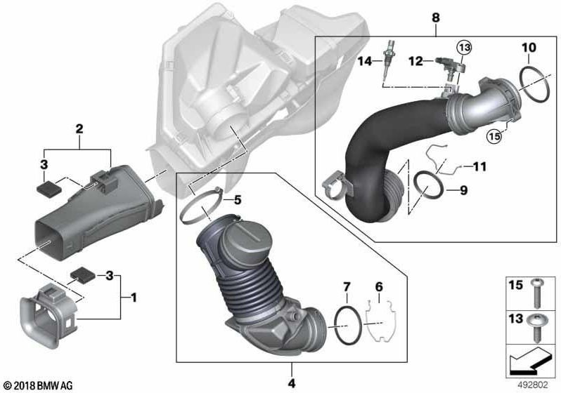 BMW Resonator（137186​​56983）を備えた本物のRinluftrohr）| 137186​​56983