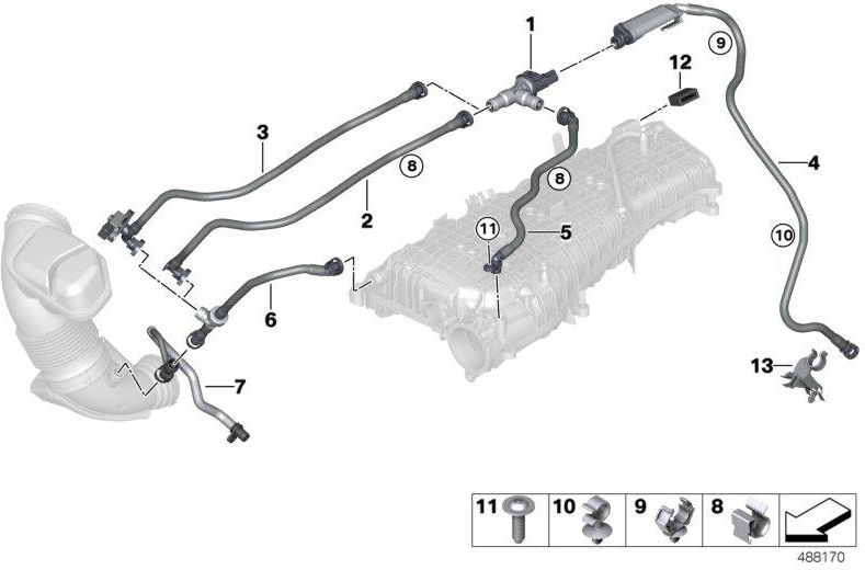 BMW純正タンク換気ライン（13907645858）| 13907645858