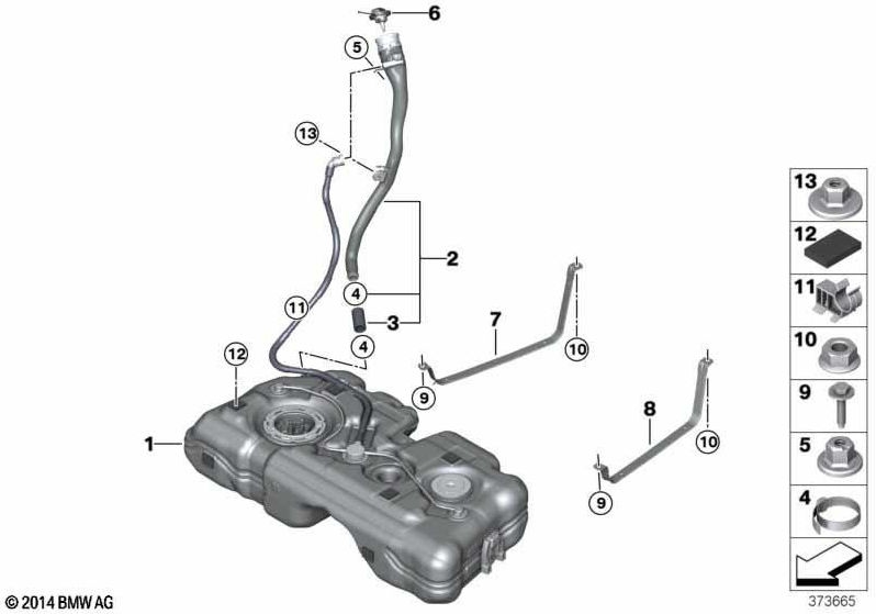 BMW本物の燃料タンクプラスチック61L（16117453429）| 16117453429