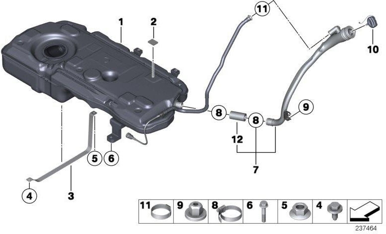 BMW本物の燃料タンクプラスチック（16119808457）| 16119808457