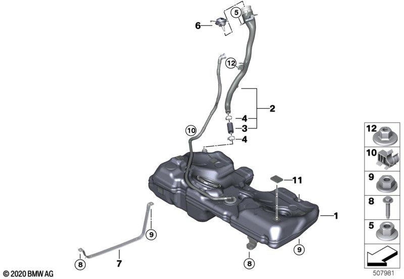 BMW純正燃料タンクプラスチック50L（16119895426）| 16119895426