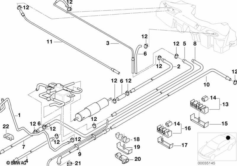 BMW後部の本物の燃料リターンライン（16121184109）| 16121184109